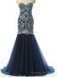 Navy Evening Dresses Mermaid Prom Dresses Sweetheart Prom Dresses