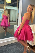 Neon Pink Feathers Sweetheart A Line Short Formal Dress