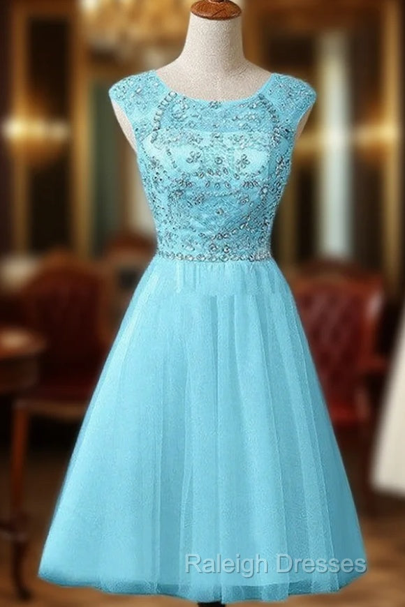 New A-Line Scoop Tulle Knee Length Homecoming Dress Main image