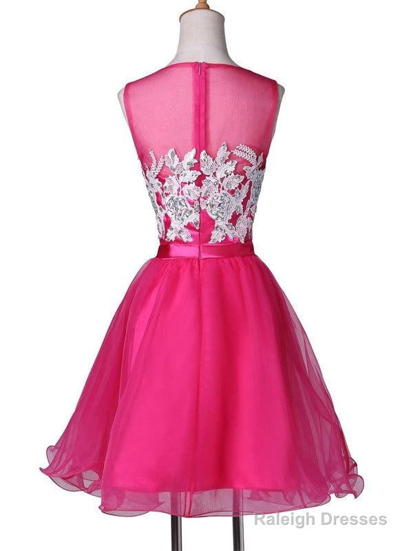 New Appliqued A-Line Tulle Scoop Short Homecoming Dress See Through