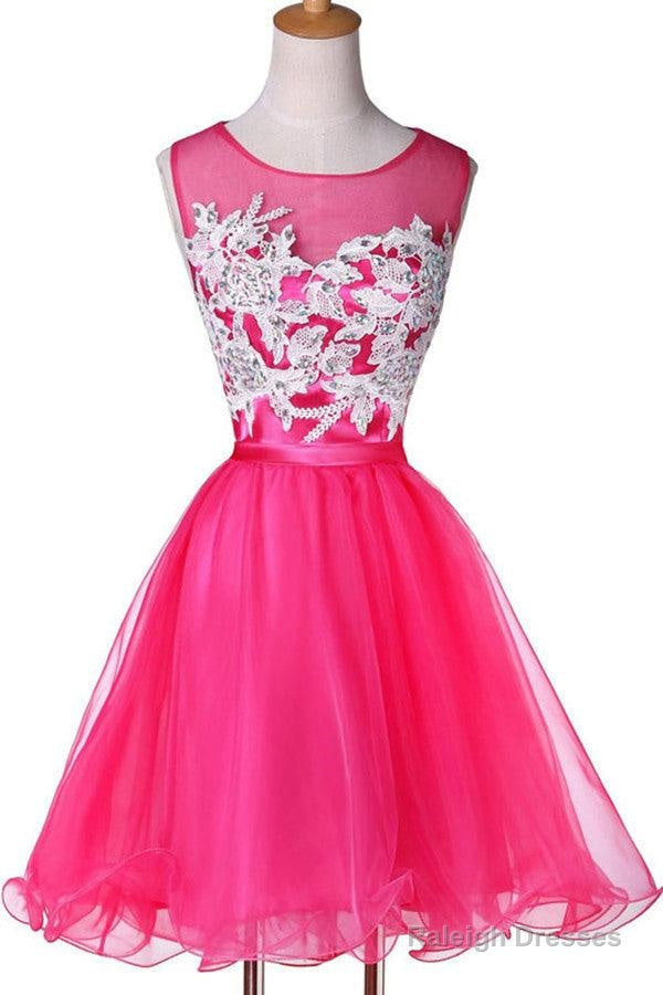 New Appliqued A-Line Tulle Scoop Short Homecoming Dress See Through Main image