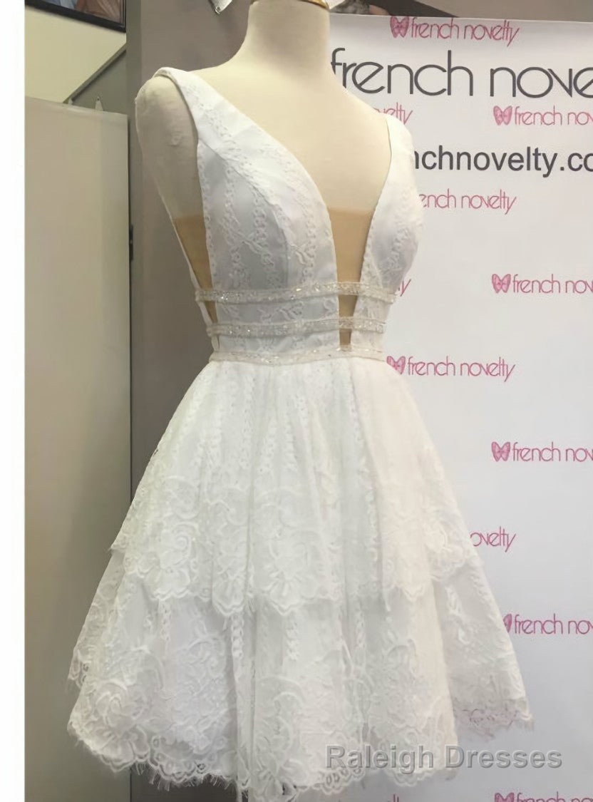 New Arrival A Line Deep V Neck Open-back Sexy Little Homecoming Dresses Main image