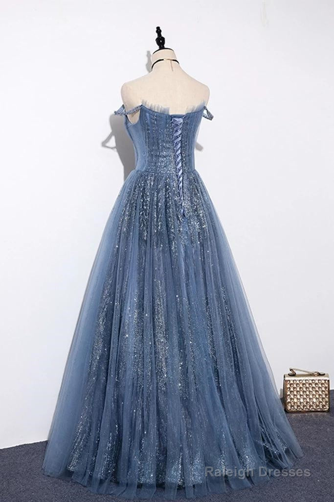 New Arrival Sequins Tulle Off-The-Shoulder Floor Length Prom Dresses