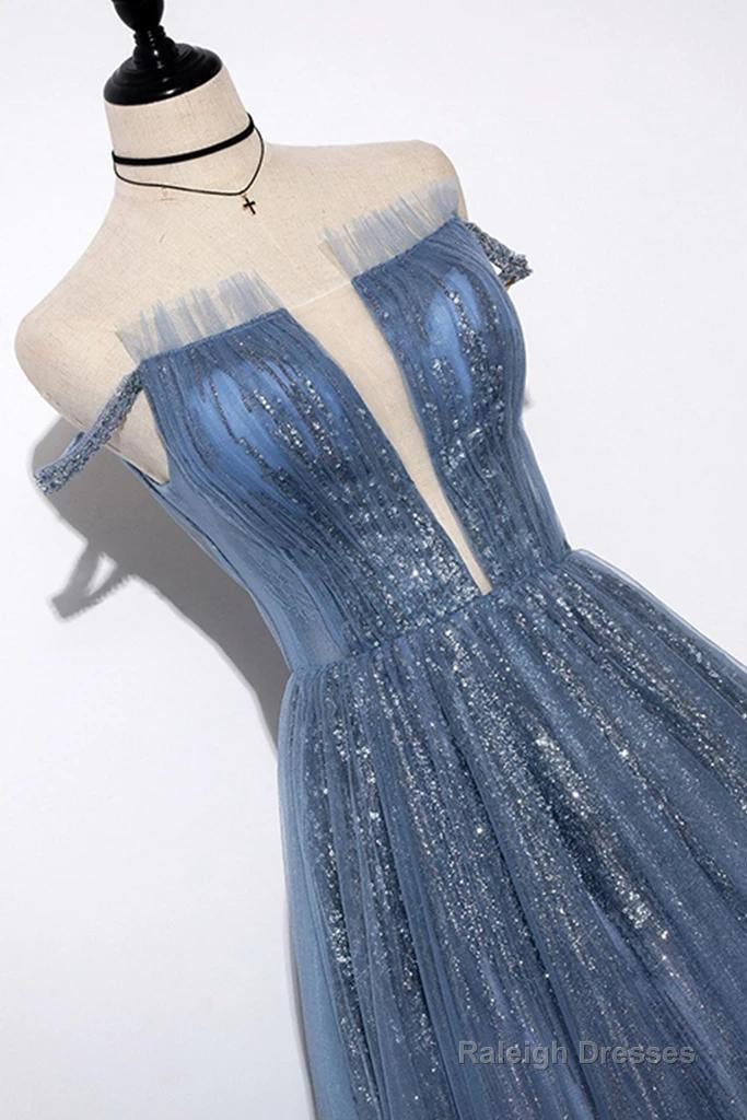 New Arrival Sequins Tulle Off-The-Shoulder Floor Length Evening Dress