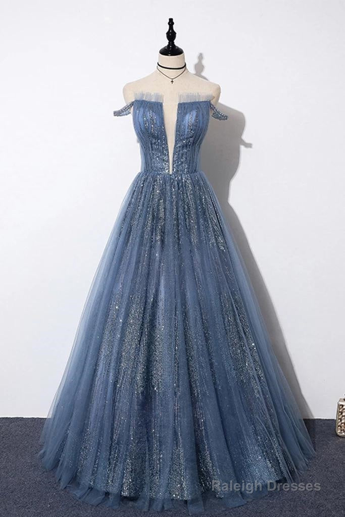 New Arrival Sequins Tulle Off-The-Shoulder Floor Length Evening Dress