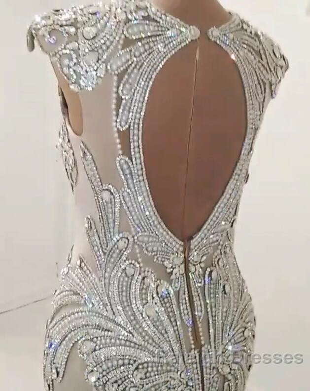 New Arrival V Neck Cap Sleeve Beads Crystals Mermaid Wedding Dresses Lace Applique Secondary image
