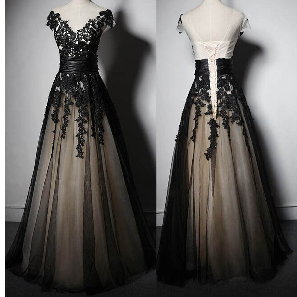 New Fashion Cap Sleeve With Black Lace Elegant Formal Prom Formal Prom Dress Secondary image