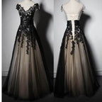 New Fashion Cap Sleeve With Black Lace Elegant Formal Prom Formal Prom Dress