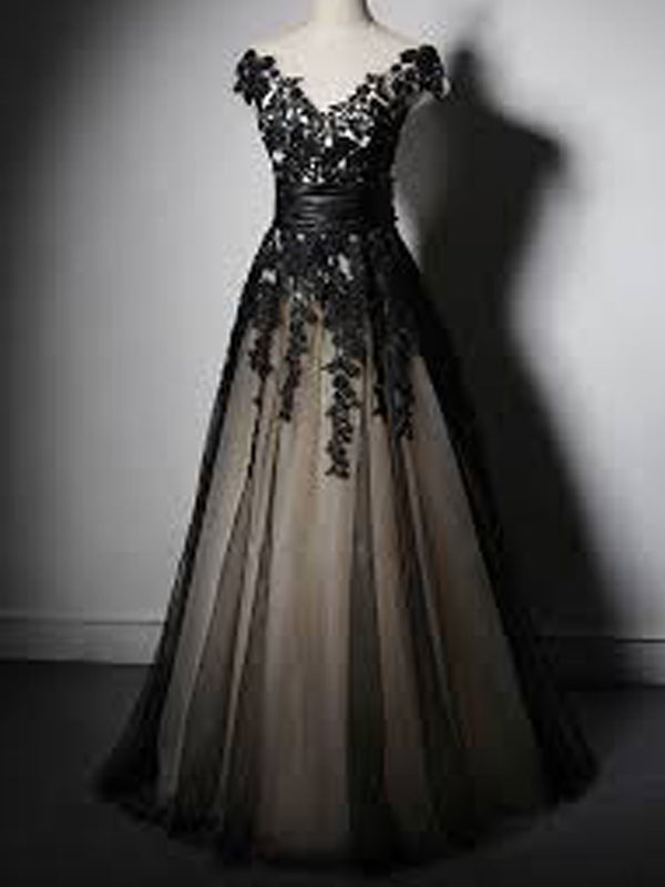 New Fashion Cap Sleeve With Black Lace Elegant Formal Prom Formal Prom Dress Main image