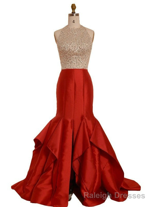 New Style Red Satin Backless Evening Dress Formal Gowns Main image