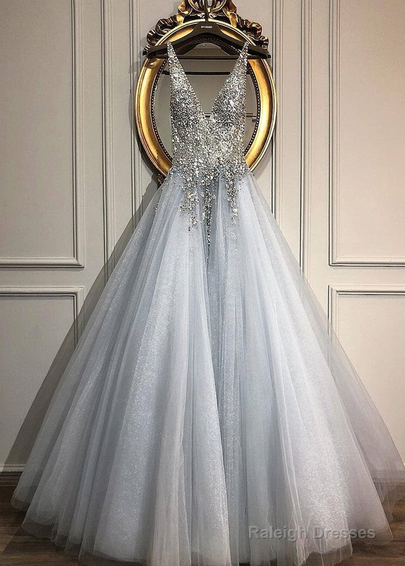 New! Tulle V-Neck A-Line Wedding Dress With Beadings Main image
