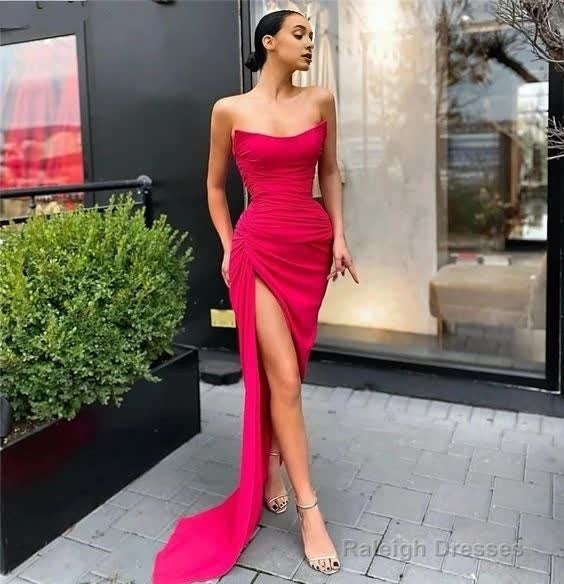 Newest Sleeveless Side Slit Spandex Satin Mermaid Prom Dress Main image