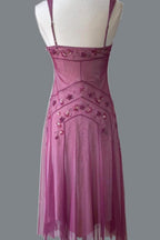 NiceVestidos--Pink Beaded Mid-Length Homecoming Dresses Prom Dresses