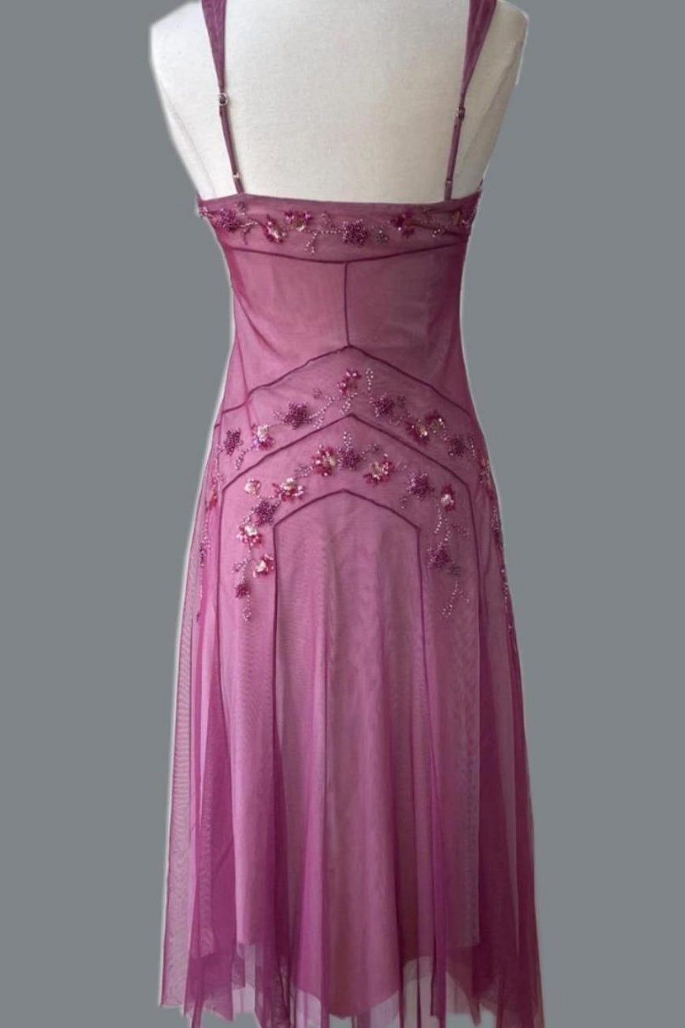 NiceVestidos--Pink Beaded Mid-Length Homecoming Dresses Prom Dresses