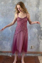 NiceVestidos--Pink Beaded Mid-Length Homecoming Dresses Prom Dresses