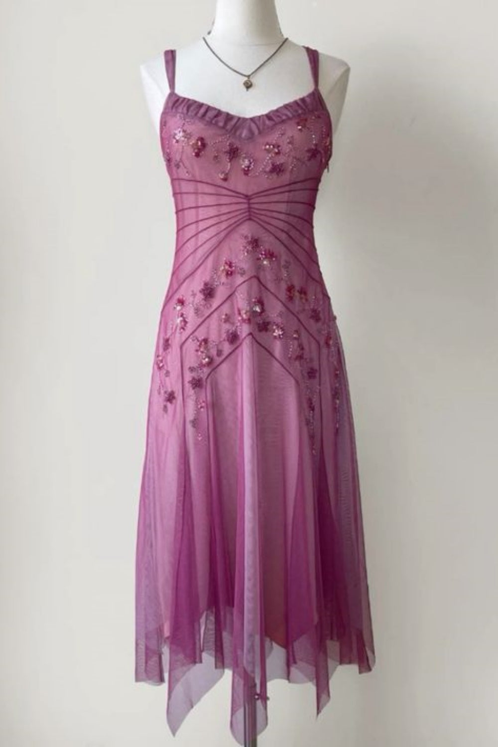 NiceVestidos--Pink Beaded Mid-Length Homecoming Dresses Prom Dresses