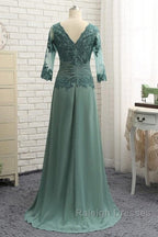 Noble A-Shaped Princess Chiffon Sticker Spoon 3/4 Sleeve Mother Of The Bride Dress