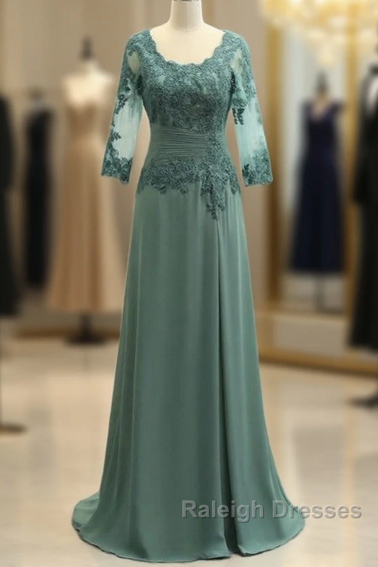 Noble A-Shaped Princess Chiffon Sticker Spoon 3/4 Sleeve Mother Of The Bride Dresses