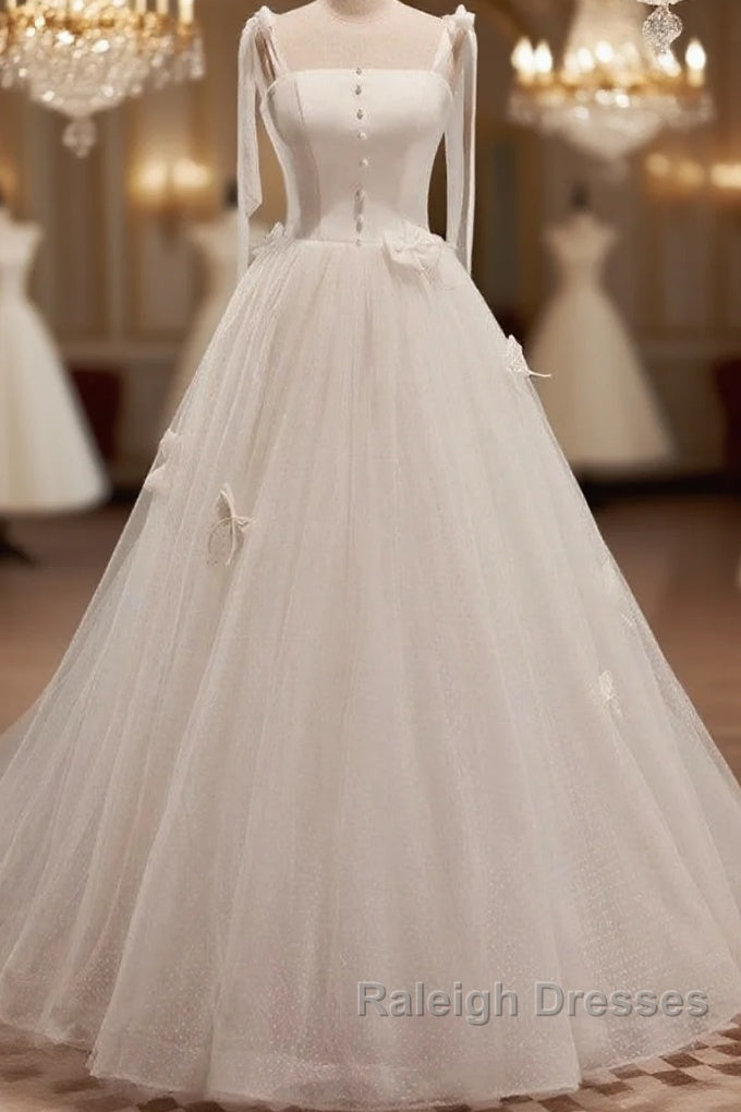 Noble And Unique White Pearl Sleeveless Off Shoulder Bow Ball Dress With White Thin Shoulder Strap Off Back Tie And Floor Length Tail Evening Dress Main image