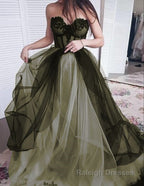 Green/Purple Elegant Lace Tulle A Line Long Tulle Formal Prom Dress Prom Gowns Sexy Backless Wedding Dress