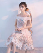 Pink Lace Tulle Short Prom Dress Pink Homecoming Dress