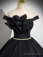 Off Shoulder A Line Black Long Prom Dress, Black Long Prom Dress