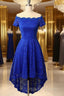 Off Shoulder Asymmetrical Dress Royal Blue Homecoming Dress