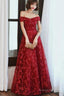 Off Shoulder Burgundy Lace Appliques Long Prom Dresses Off Shoulder Burgundy Prom Dresses Burgundy Lace Prom Dresses