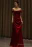 Off Shoulder Red Prom Gowns Long Prom Formal Dresses