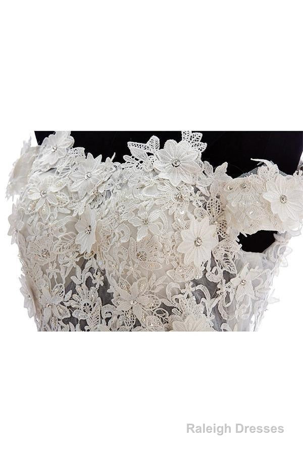 Off-Shoulder Knee Length Organza Lace Homecoming Dress With Beads