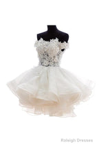 Off-Shoulder Knee Length Organza Lace Homecoming Dresses With Beads