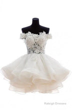 Off-Shoulder Knee Length Organza Lace Homecoming Dresses With Beads