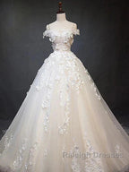 Off Shoulder Lace Long Prom Wedding Dress