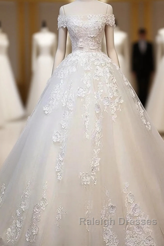 Off Shoulder Lace Long Prom Wedding Dresses Main image