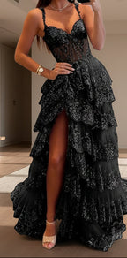 Off Shoulder Layered Navy Blue Lace Prom Dresses Long With Split Off The Shoulder Navy Blue Prom Dresses