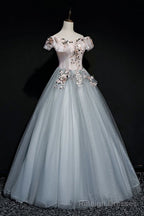 Off Shoulder Long Off Shoulder Prom Dress, Tulle Sweet 16 Dress Formal Gowns