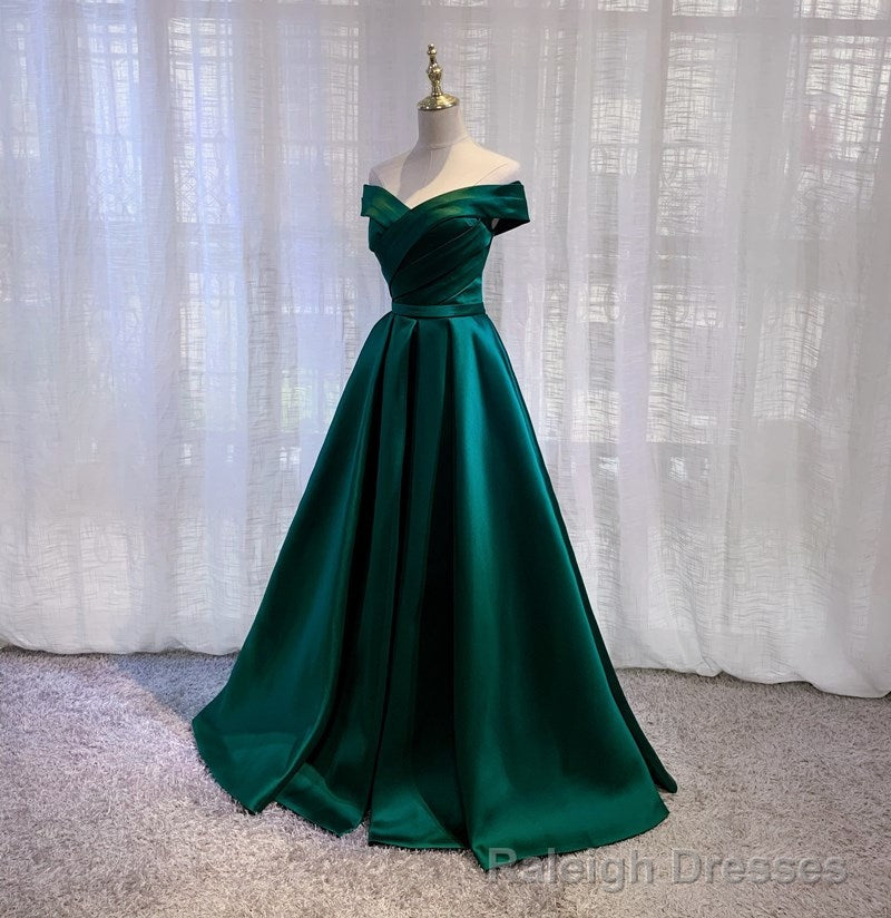 Off Shoulder Satin Simple Sweetheart Long Prom Dress, A Line Prom Dress Formal Dress Main image