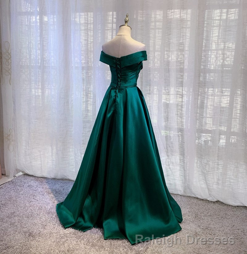 Off Shoulder Satin Simple Sweetheart Long Prom Dress, A Line Prom Dress Formal Dress