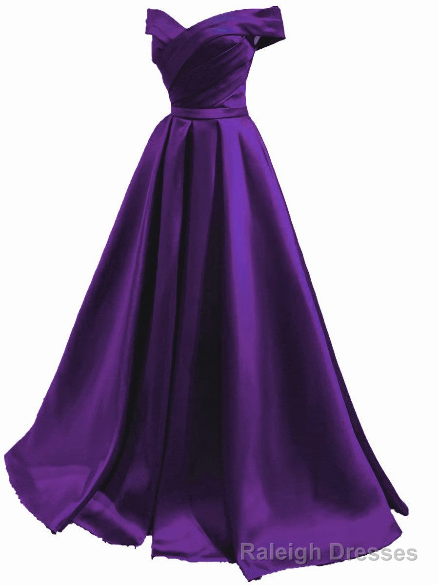 Off Shoulder Satin Simple Sweetheart Long Prom Dress, A Line Prom Dress Formal Dress