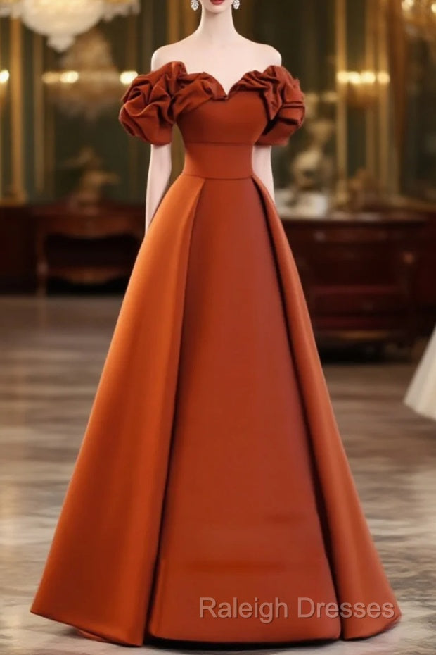 Off Shoulder Satin Sweetheart Floor Length Party Dress, Satin Simple Formal Dress Main image