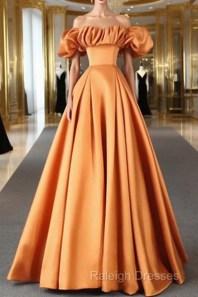 Off Shoulder Satin Sweetheart Lace-Up Prom Dresses Satin Simple Prom Dresseses Main image