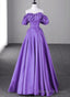 Off Shoulder Satin Sweetheart Lace-up Party Dress, Satin Simple Long Prom Dress