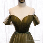 Off Shoulder Tulle Sweetheart Floor Length Long Party Dress, A-Line Wedding Party Dresses