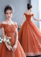 Off Shoulder Tulle With Lace Sweetheart Long Formal Dress, Sweet 16 Dresses