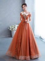 Off Shoulder Tulle With Lace Sweetheart Long Formal Dress, Sweet 16 Dresses