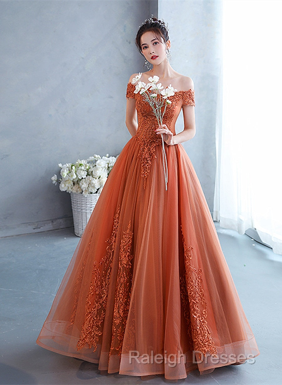 Off Shoulder Tulle With Lace Sweetheart Long Formal Dress, Sweet 16 Dresses