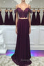 Off Shoulder Two Pieces Purple Lace Long Prom Dresses 2 Pieces Purple Prom Dresses Purple Lace Prom Dresses