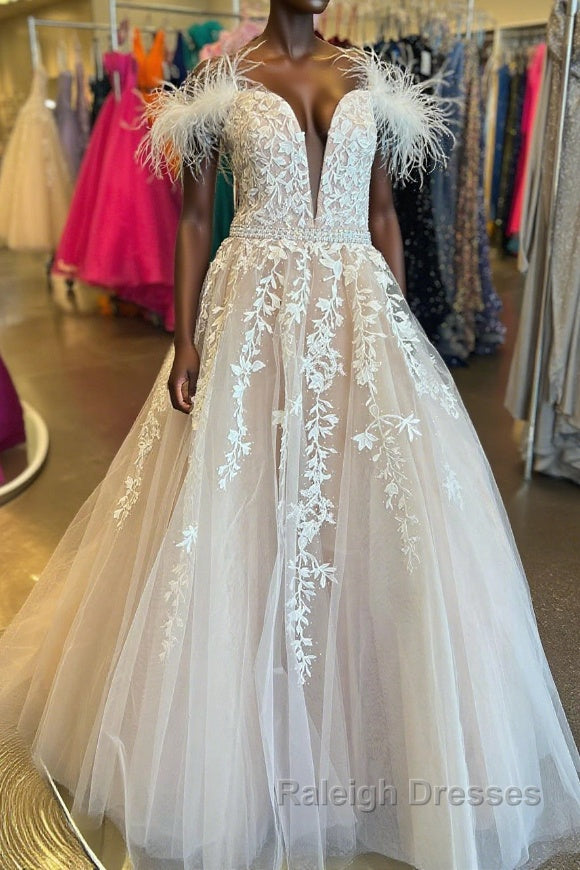 Off Shoulder V Neck Champagne Lace Long Prom Dress with Belt, Champagne Lace Formal Dress, Champagne Evening Dress