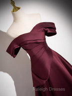 Off The Shoulder A-Line Satin Ruched Floor Length Prom Dresses