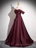 Off The Shoulder A-Line Satin Ruched Floor Length Prom Dress